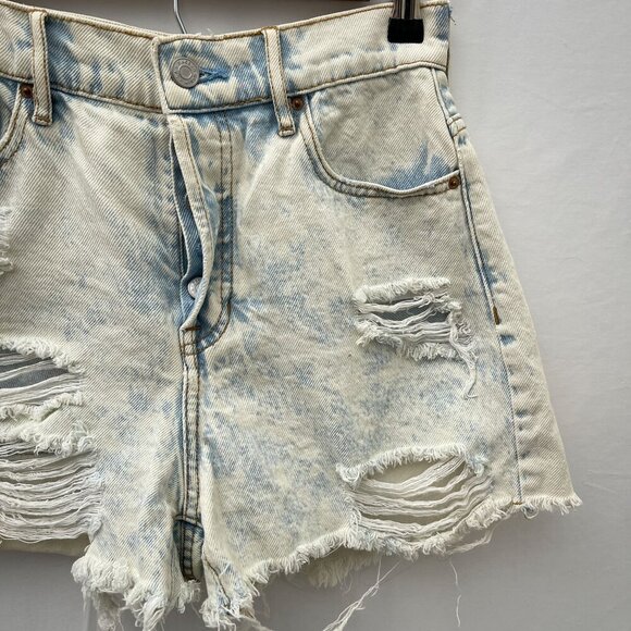 PacSun Women High Rise Icon Shorts Cutoff Raw Hem Distressed Denim 25 Light Wash - Picture 13 of 13